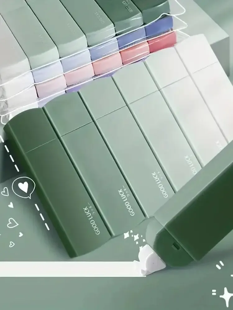 1 Packung mit 6 Korrekturband-Farbverläufen, Macaron-Farbe, tragbar, stumm, spurlos, quadratische Form, einfach zu verwenden für Schule, Büro, Zuhause