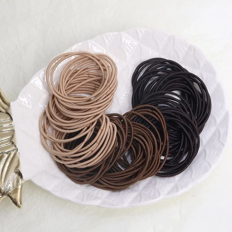 100 Teile/satz Haargummis Elastische Gummibänder für Frauen Männer Dünne Haar Gummibänder Pferdeschwanz Scrunchies Haar Zubehör für Frauen