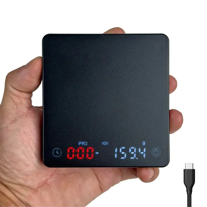 Kaffeewaage, Nano-Kaffeewaage mit Timer, Espressowaage mit automatischem Abzieh-Touch-Sensor und Silikondeckel