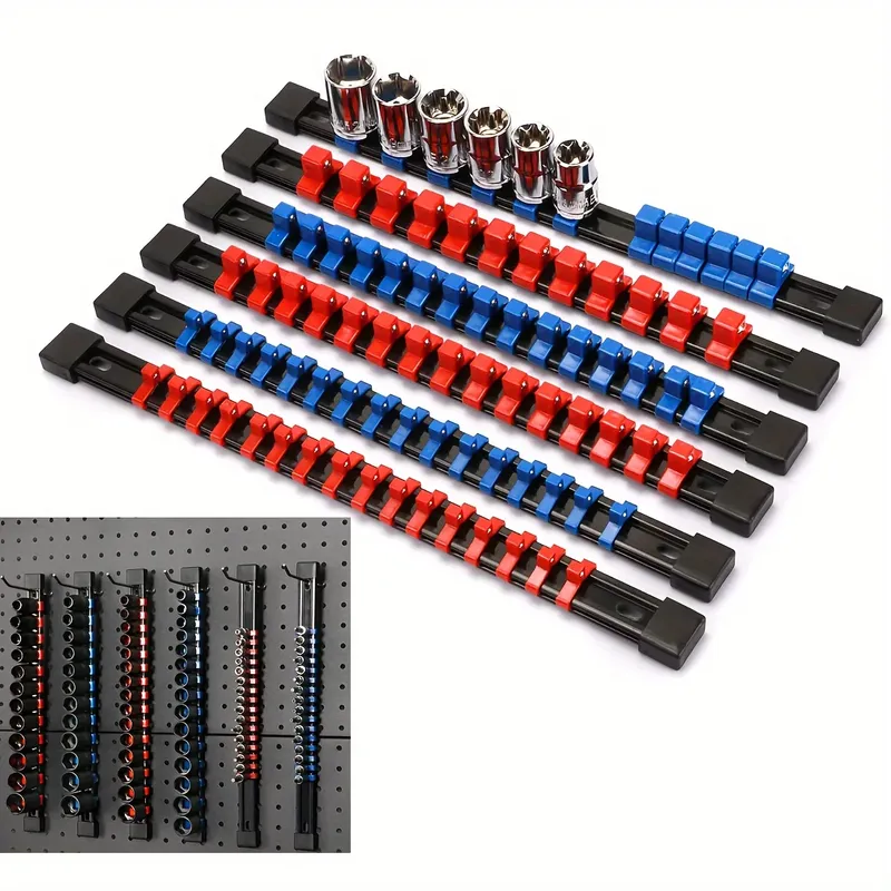Sockel-Organizer-Antrieb, 6 Stück, 1/4 Zoll x 32 Clips, 3/8 Zoll x 30 Clips, 1/2 Zoll x 24 Clips, hochwertiger Sockel-Clip-Schienenhalter
