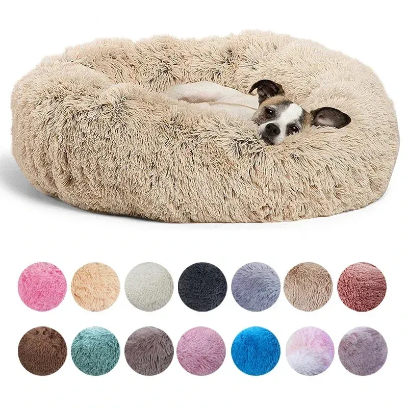 40–90 cm, rundes Haustierbett in 6 Größen für großes Hundebett, superweiches Katzenbett, Plüsch-Hundehaus für mittelgroße Hunde, warmes Winterschlaf