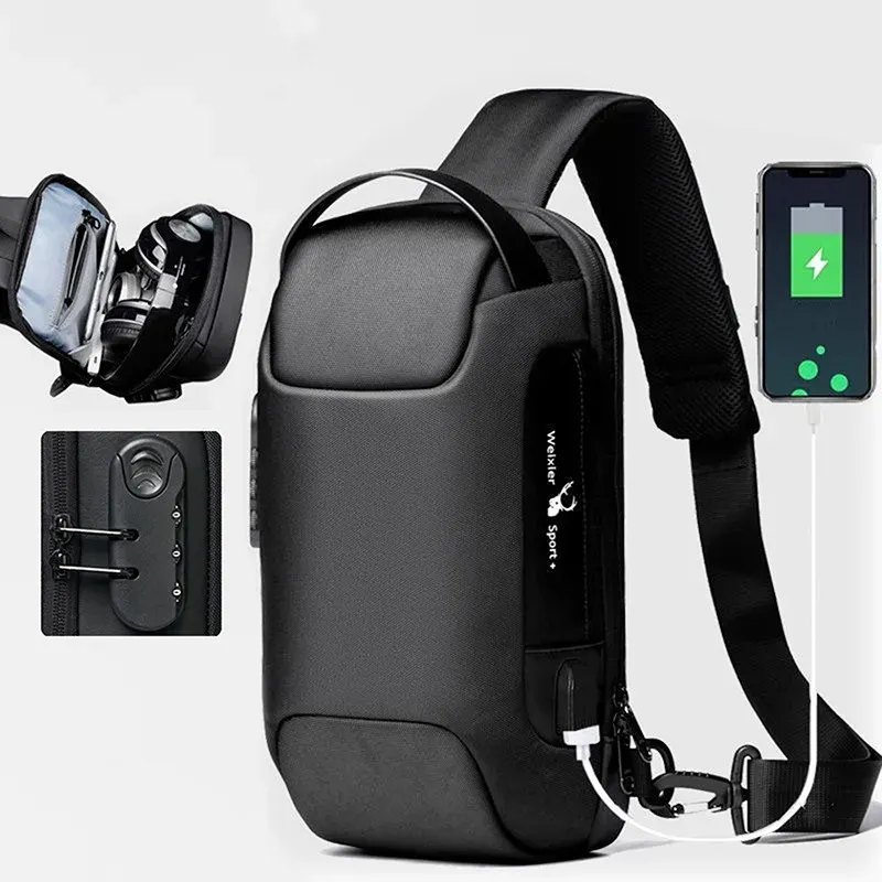Männer USB Umhängetasche Anti-Diebstahl Schulter Taschen Wasserdichte Oxford Taille Tasche Multifunktions Kurze Reise Messenger Brust Pack