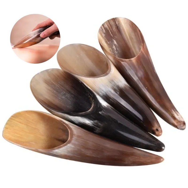 1PC Natürliche Buffalo Horn Kein Stress Guasha Massage Werkzeug Akupunktur SPA Therapie Gua Sha Massage Schaben Bord