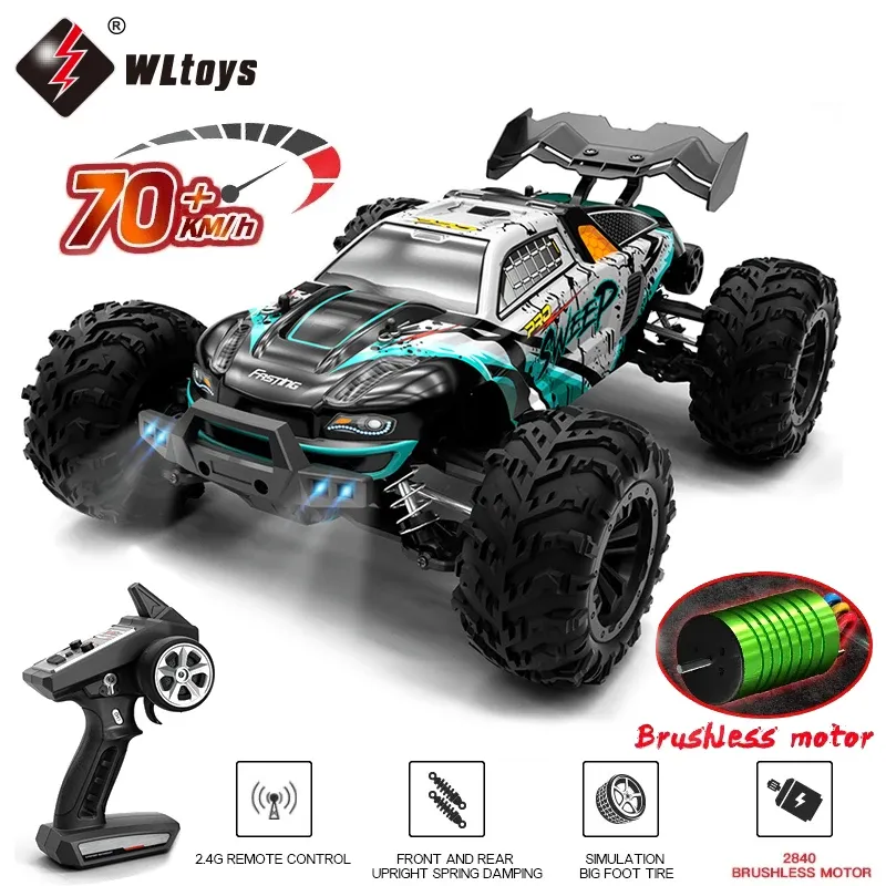 1:16 70 km/h oder 50 km/h 4WD RC Auto mit LED-Fernbedienung Autos Hochgeschwindigkeits-Drift Monster 4x4 LKW für Kinder vs Wltoys 144001 Spielzeug