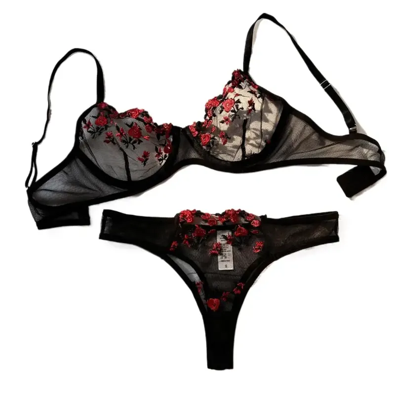 Sexy Set Damenunterwäsche, exotisches emotionales BH-Set, bestickter Druck, Büstenhalter, Dessous-Set, Damen-Set, Push-Up, dünnes Bralette - 3.28 EUR