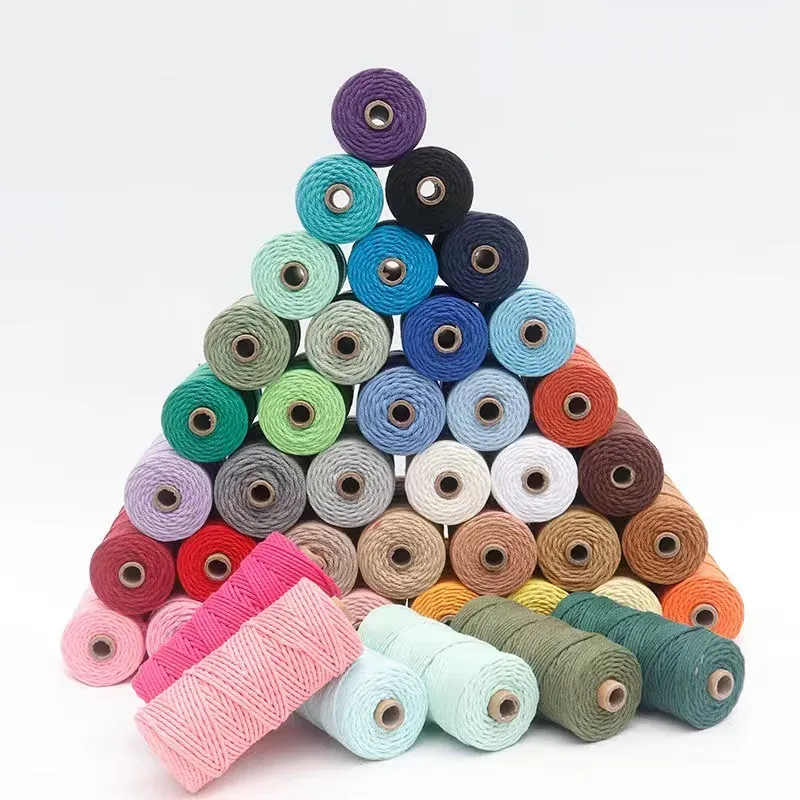 1 Rolle 3 mm Makramee-Baumwollschnur, buntes Baumwollseil, 100 m, für DIY-Projekte, Geschenkverpackung, Heimdekoration