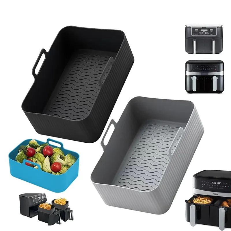 1/2PCS Wiederverwendbare Air Friteuse Silikon Tablett Gericht Dual 2 Korb Backform Ofen Topf Platte Liner Dual air Friteuse Zubehör Für Ninja
