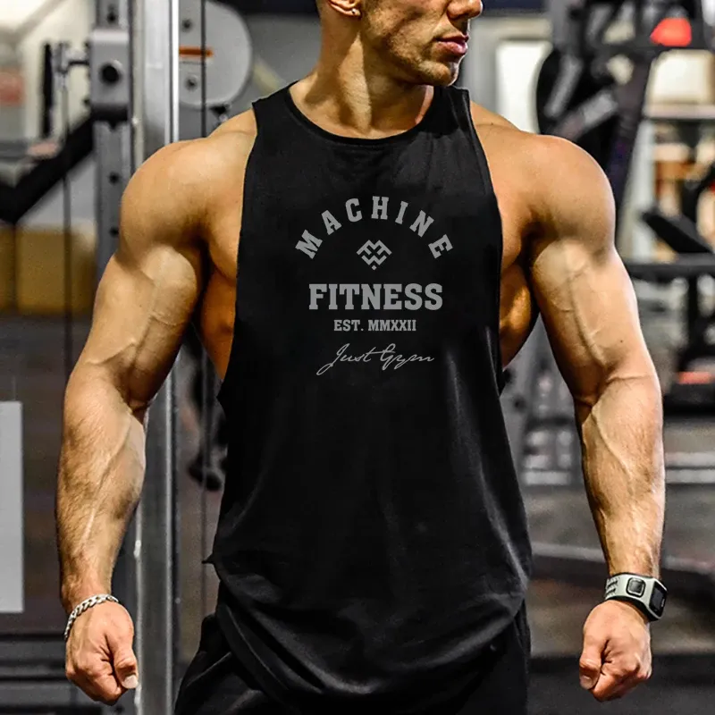 MACHINE FITNESS JUST GYM Bodybuilding Tank Top Herren Trainingsweste Baumwolle Ärmelloses Shirt Jogger Kleidung Muscle Stringer Singlet