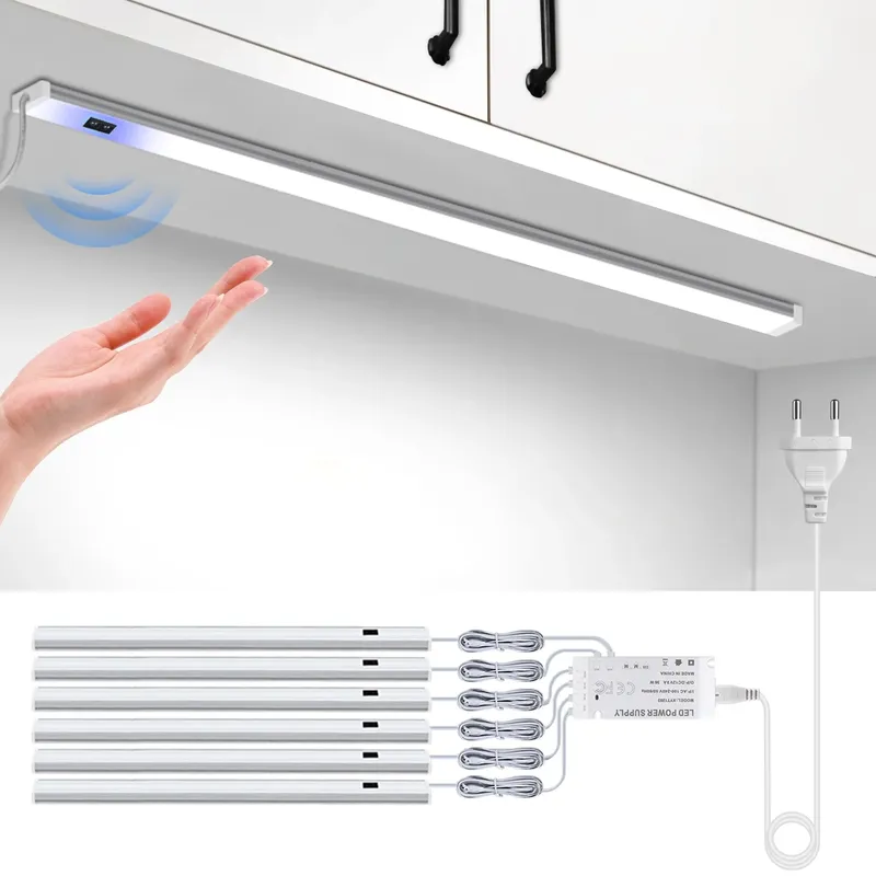 Bad Küche LED Unter Schrank Licht Hand Scan Motion Sensor Schalter 12V Aluminium Bar Licht Rohr DIY Schlafzimmer Regal hintergrundbeleuchtung
