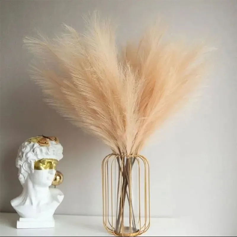 10 Stück künstliche pompöses Gras, Pompasszweige, gefälschte, flauschige Stiele, Pflanzen, Vasenfüller für Zuhause, Boho-Dekor, Blumenarrangement