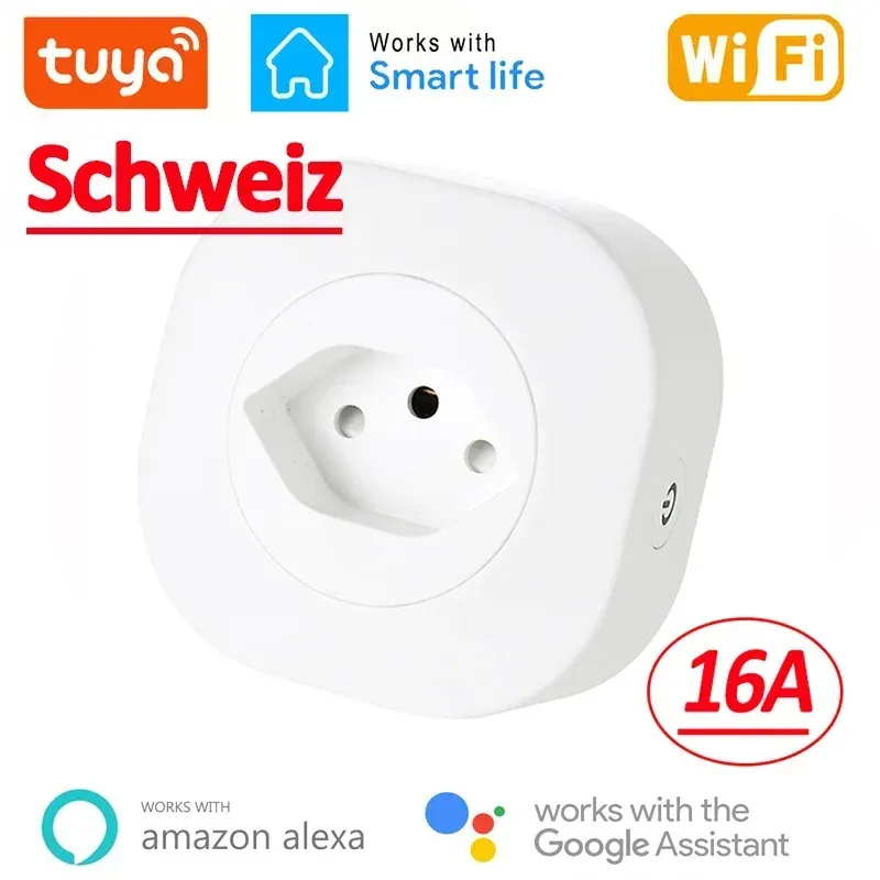 WiFi Smart Plug 16A Schweiz CH Steckdose Tuya Smart Leben APP Für Alexa Google Home Assistance Voice Control Timing