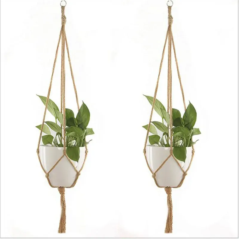 Gartenarbeit Grüne Pflanze Hängenden Korb Baumwolle Seil Aufhänger Blumentopf Handgemachte Makramee Topf Tasche Wand Boho Hof Wohnkultur