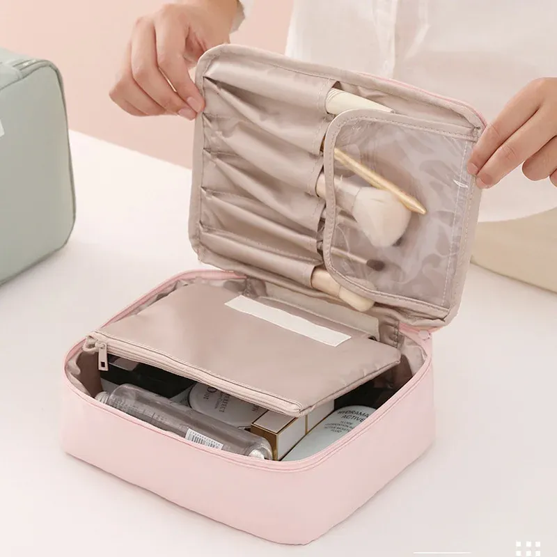 Neue tragbare Reise-Kosmetik-Aufbewahrungstasche für Damen mit großer Kapazität, wasserdichte Mädchen-Make-up-Tasche, Damen-Waschbeutel-Organizer