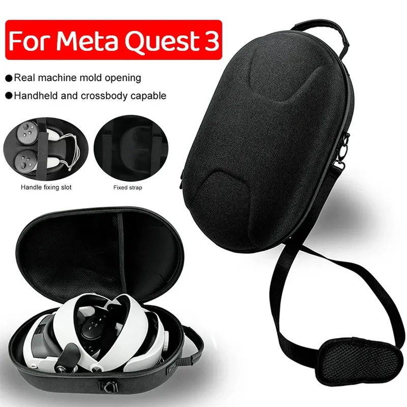Eva tragbare Aufbewahrung tasche wasserdichte Umhängetasche verstellbarer Schulter gurt stoßfest kratz fest für Meta Quest 3 vr Headset