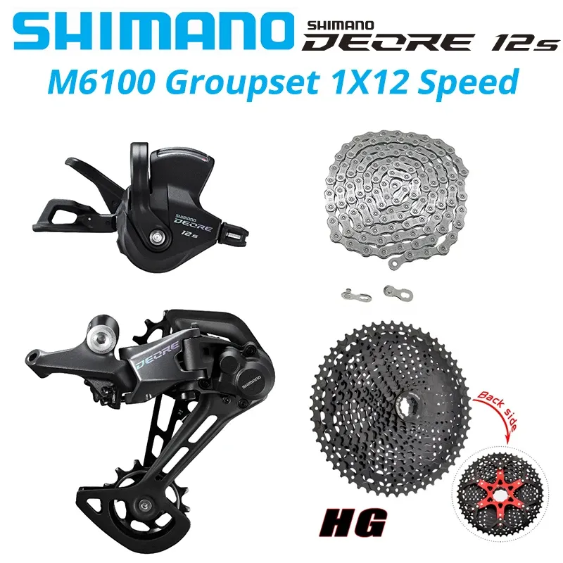 Shimano Deore M6100 1x12 Geschwindigkeitsschaltwerke Gruppenset 12 Geschwindigkeit Rechts Schalthebel Dübel CN Kette RD Sunshine Kassette 46T 50T 52T