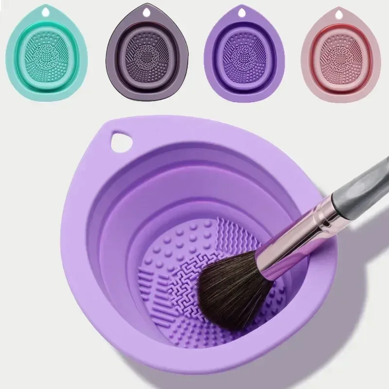 Silikon Make-Up Pinsel Reiniger Falten Puderquaste Reinigung Schüssel Lidschatten Pinsel Waschen Weiche Matte Schönheit Werkzeuge Wäscher Box
