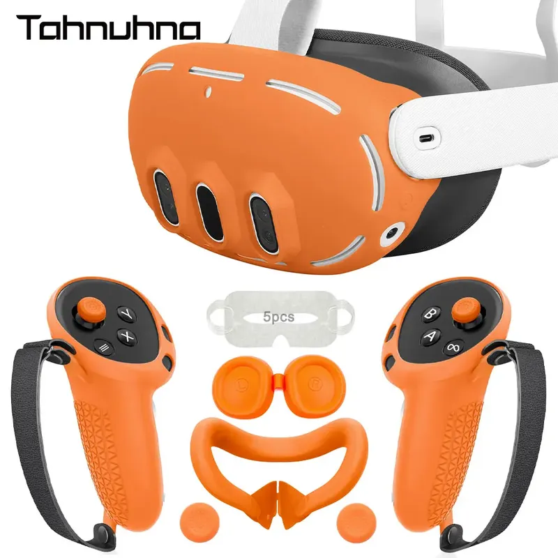 Silikon Schutzhülle Set für Quest 3 VR Headset Controller Grip Shell Fall Objektiv Kappe Gesicht Abdeckung Für Meta Quest 3 Zubehör