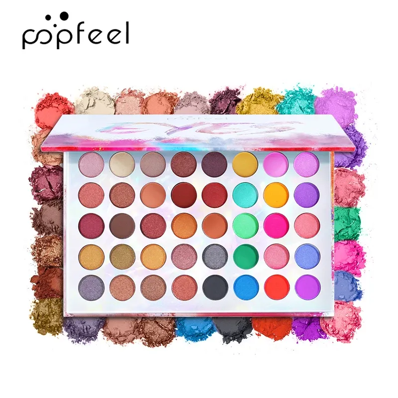 POPFEEL Color Studio Lidschatten-Palette, hochpigmentierte 40-Farbtöne matte und schimmernde Make-up-Palette, wasserfest, mischbar