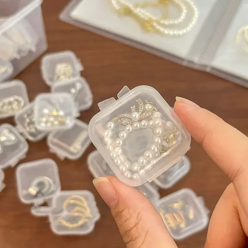 Mini Kunststoff Schmuck Lagerung Box Platz Transparent Flip Tragbare Pille Container Schmuck Halter Verpackung Ohrringe Vitrine