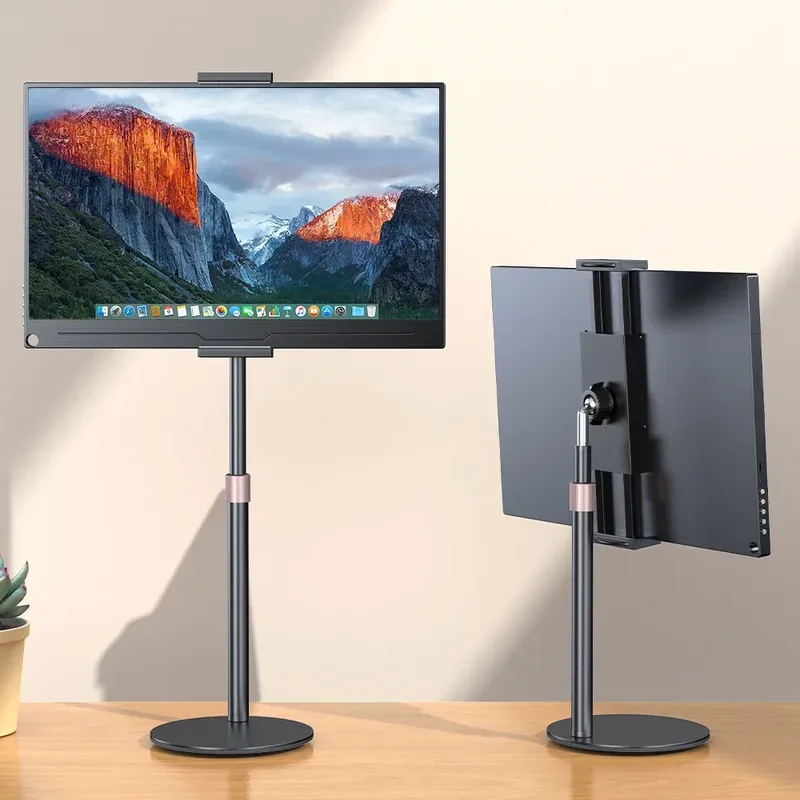 Rotierender tragbarer Monitorständer, höhenverstellbar, Vesa-Monitor-Tablet, freistehende, flache Schreibtischhalterung bis zu 17,3 Zoll