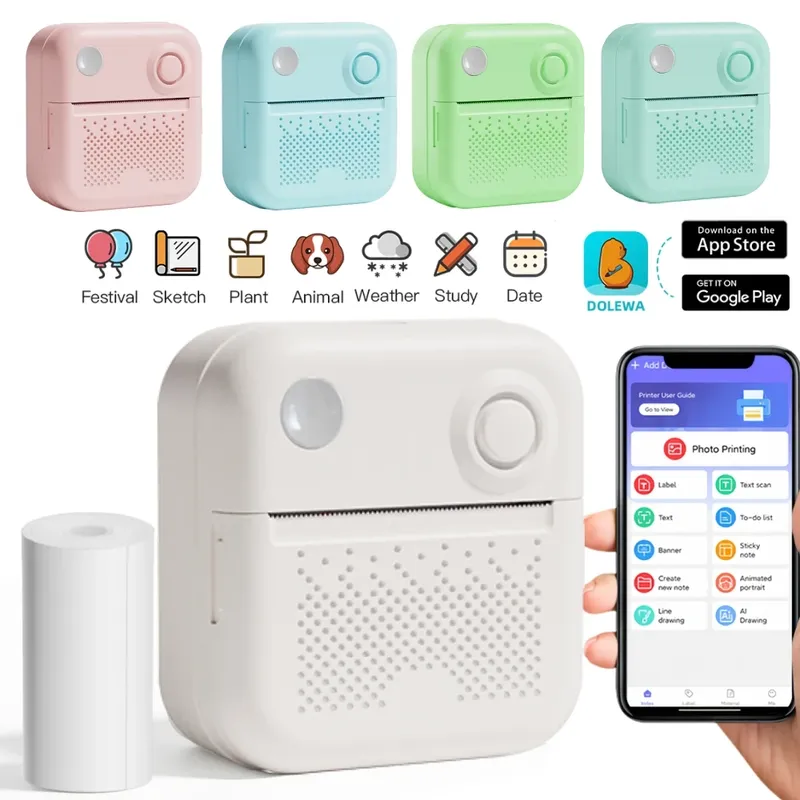 Dolewa D3 Tragbarer Drucker Thermopapier Aufkleber Papier Mini-Drucker Etikettenhersteller Drucker für den Fehlerdruck Fotodruck
