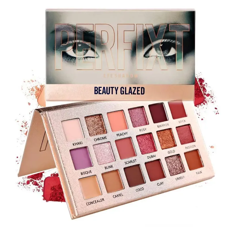 Beauty Glazed Perfixt 18-Farben-Lidschatten-Palette, erdfarbenes Pearly-Finish, langlebig, natürlich mischbar, Geschenke für Frauen