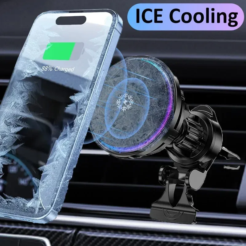 Magnetisches kabelloses Auto-Ladegerät mit Eiskühlung und schneller Ladestation für iPhone 17 16 15 14 13 Pro Max MagSafe Auto-Handyhalterung