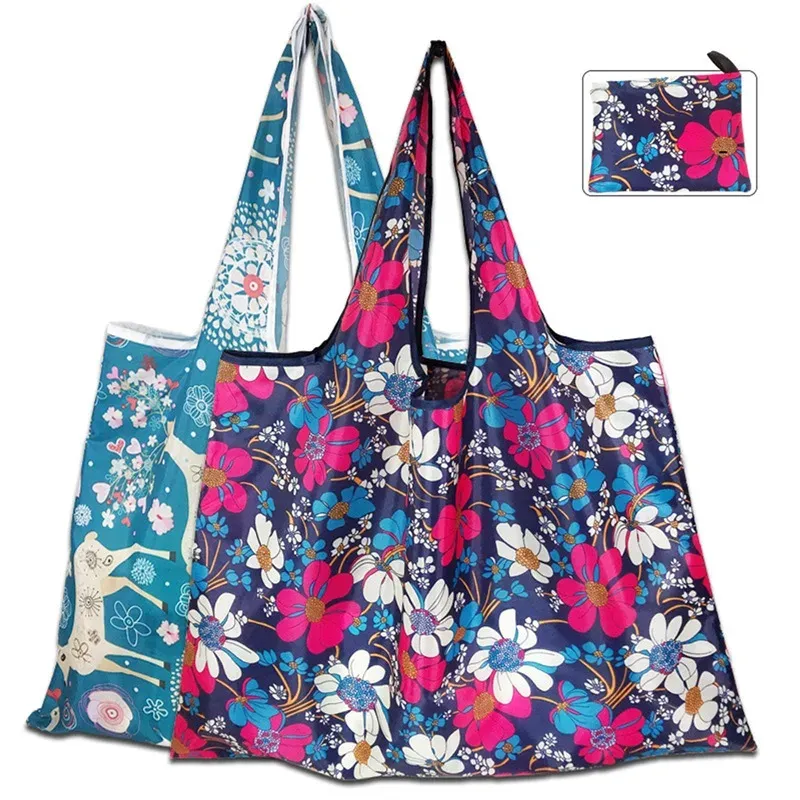 Wiederverwendbare Einkaufstaschen für Damen, faltbar, tragbar, Stoff, Öko-Einkaufstasche, faltbar, große Kapazität, Obst- und Gemüse-Handtaschen