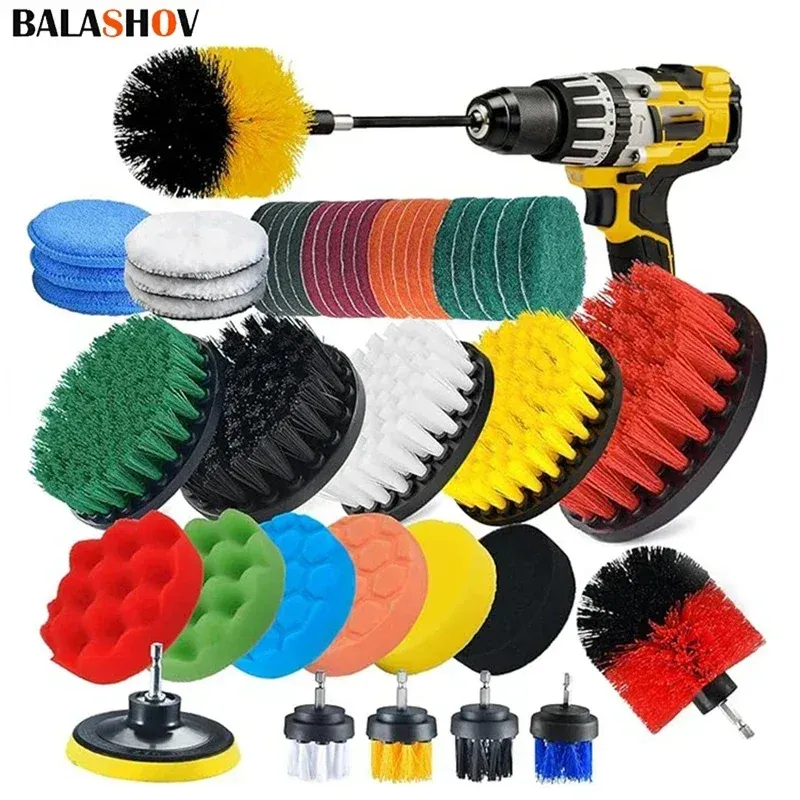 Elektrische Bohrer-Bürstenkopf Kit Befestigung Power Wäscher Pinsel Für Teppich Badezimmer Küche Bad Auto Reinigung Werkzeug Waschen Set