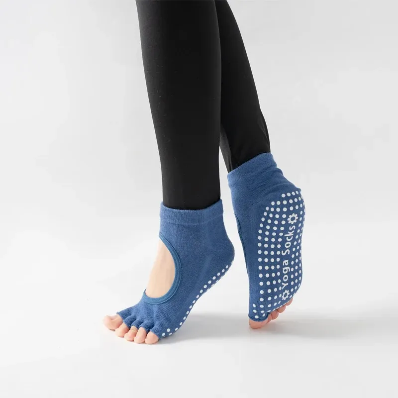 Frauen rücken freie Fünf-Zehen-Yoga-Socken rutsch feste Baumwolle Damen tanzen Balletts ocken öffnen halb atmungsaktive Fitness-Sports ocke für Pilates