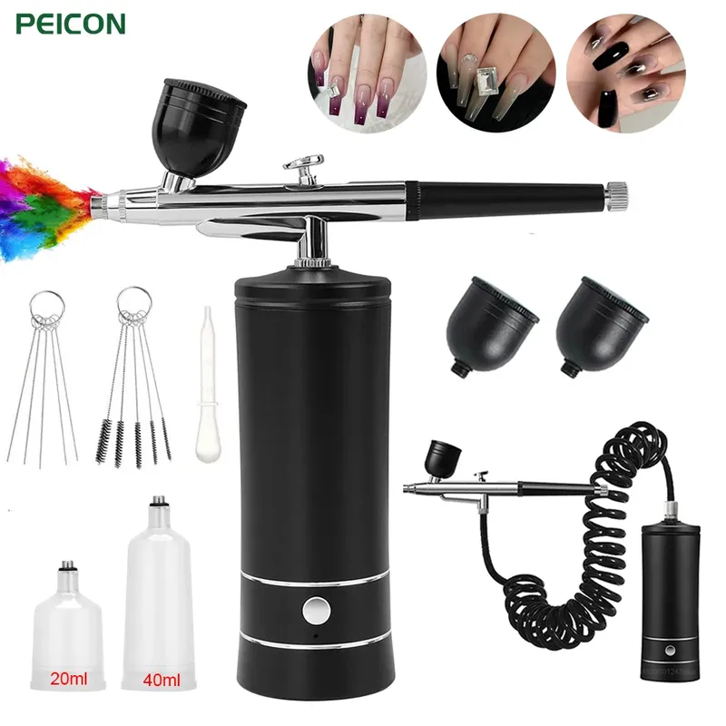 Airbrush Nail Art Malset mit Kompressor Mini Airbrush für Nail Art Kuchen Malerei Tragbare Handspritzpistole Airbrush Nagel