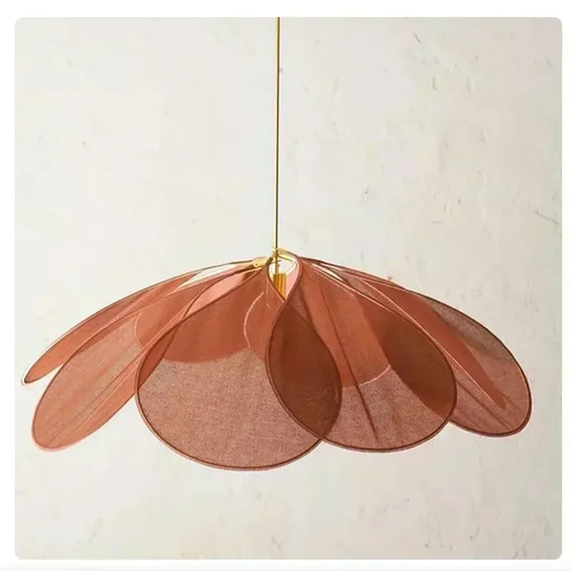 Samsarah LED-Blumen-Pendelleuchte Stoff-Kronleuchter Wohnzimmer Schlafzimmer Esstisch Bunte Blütenblatt-Pendelleuchte Ästhetisch