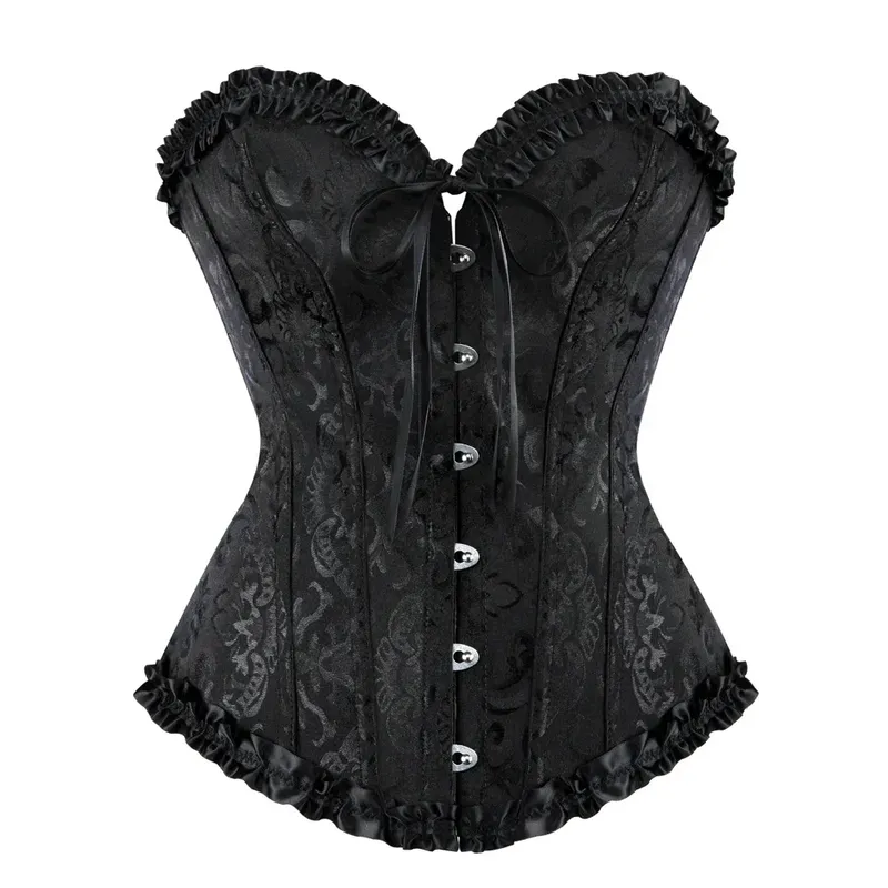 Sexy Bustiers und Korsetts, florale Spitzenoberteile für Frauen, Vintage-Korsett, Gothic-Overbust-Satin-Jacquard-Korsetts