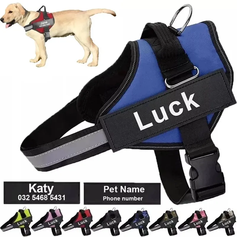 Dropshipping Hundegeschirr Weste ID Patch Angepasst Reflektierende Atmungsaktive Einstellbare Haustiergeschirr Für Kleine Große Hunde KEIN ZUG