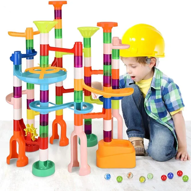 Murmeln Laufen Katapult Track Bausteine Rutsche Perlen Pädagogisches Spielzeug Kinder Geschenk Rennen Bälle Spielzeug Marmor Track Rennen Set