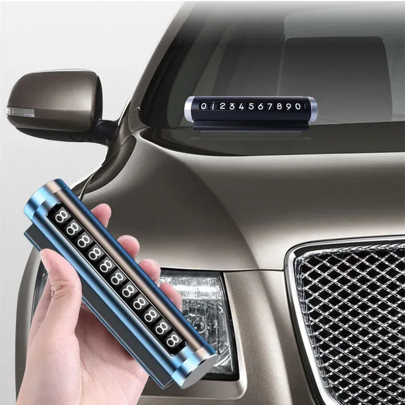 Metall Auto Temporäre Parkplatz Karte Universal Drehen Telefon Nummer Platte Aluminium Aufkleber Park Stop in Auto-styling Auto Zubehör