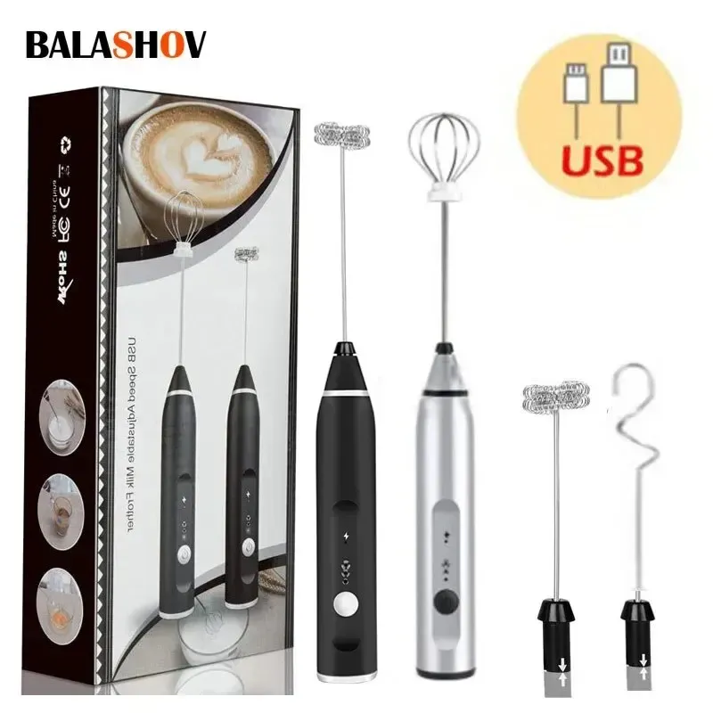 Tragbare elektrische Milchaufschäumer Handmixer USB Mini Kaffeemaschine Schneebesen Mixer Cappuccino Creme Schneebesen Lebensmittelmixer