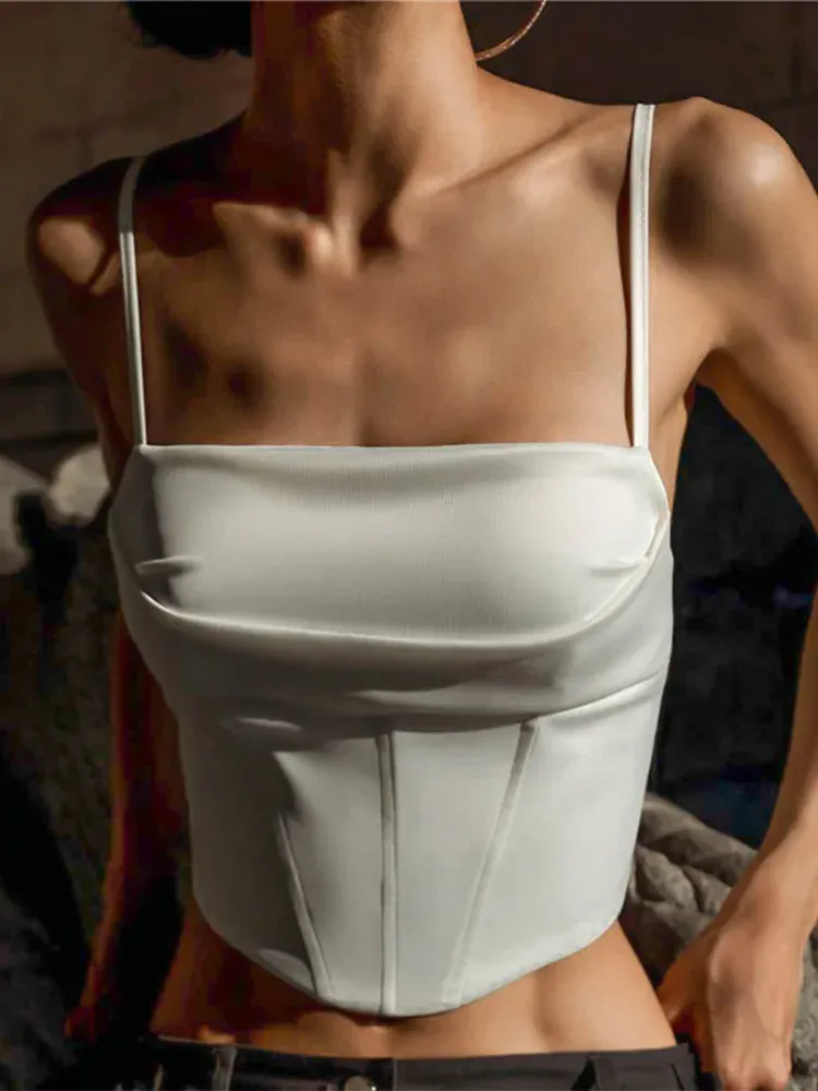 Spaghetti träger Tank Top sexy rücken freie Bandage dünne Crop Tops Sommer elegante Schnür Party Streetwear Frauen Camis
