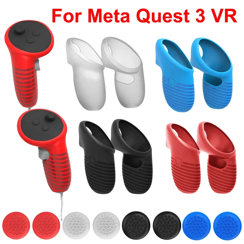 1 Paar Silikon-Controller-Griffe Abdeckung Anti-Fall-Joystick-Abdeckungen rutsch fest mit verstellbarem Riemen für Meta Quest 3 vr Zubehör