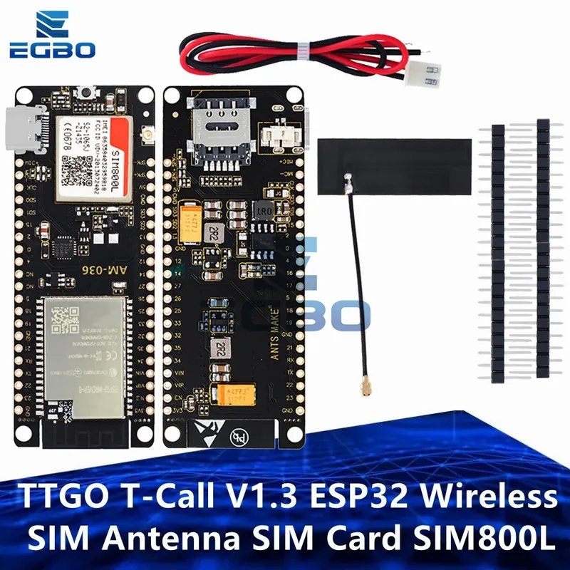 TTGO T-Call V1.3 ESP32 Wireless-Modul SIM-Antenne SIM-Karte SIM800L-Modul und GSM/GPRS-Antenne für Arduino