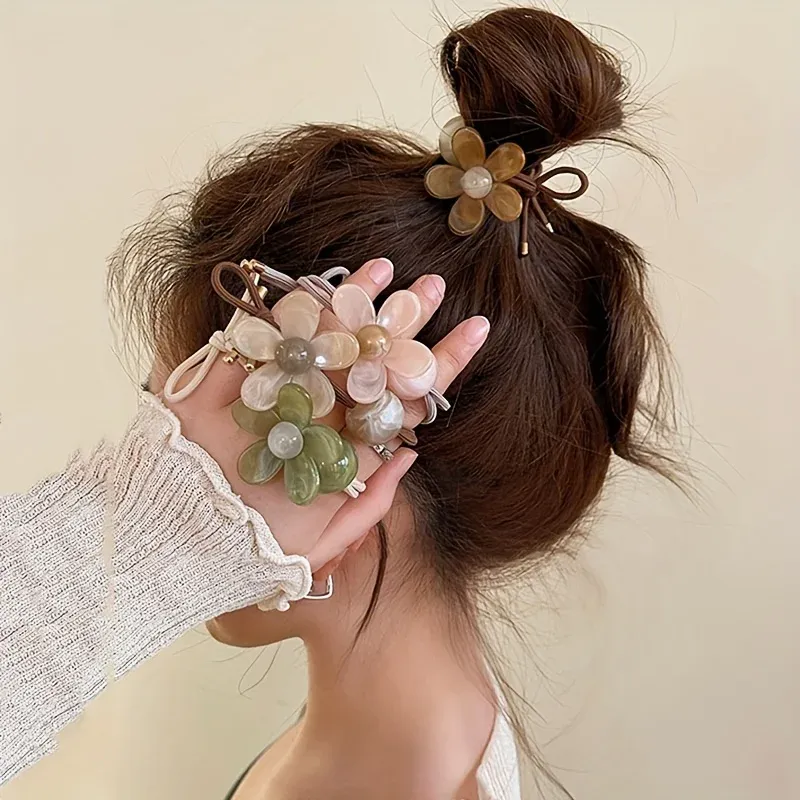 3Pcs Neue Mode Frauen Süße Haar Krawatte Set Nette Blume Elastische Haar Bands Haar Seile Scrunchies Headwear Haar Zubehör