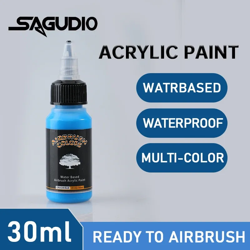SAGUD Airbrush-Farbe, spritzfertig, wasserbasiert, 24 matte Farben, 30 ml, Premium-Acrylfarbe für Anfänger, Bastler und Künstler