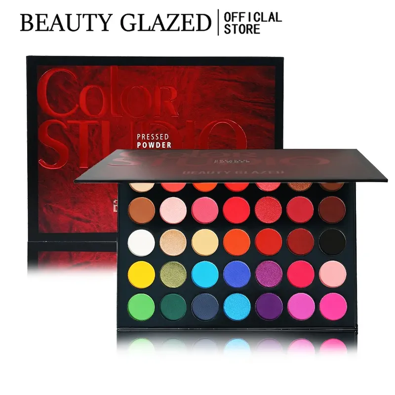 BEAUTY GLAZED Palette Lidschatten, 35 Farben, matt/schimmernd, natürliches, rauchiges Glitzer-Lidschatten-Make-up