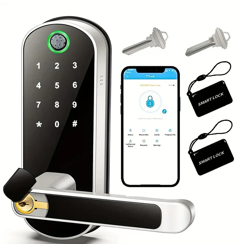 Intelligentes Fingerabdruck-Türschloss, App-Fernbedienung, schlüsselloses WIFI, digitales Touchscreen-Schloss, NFC, IP67, wasserdicht, mit 2 IC-Karten