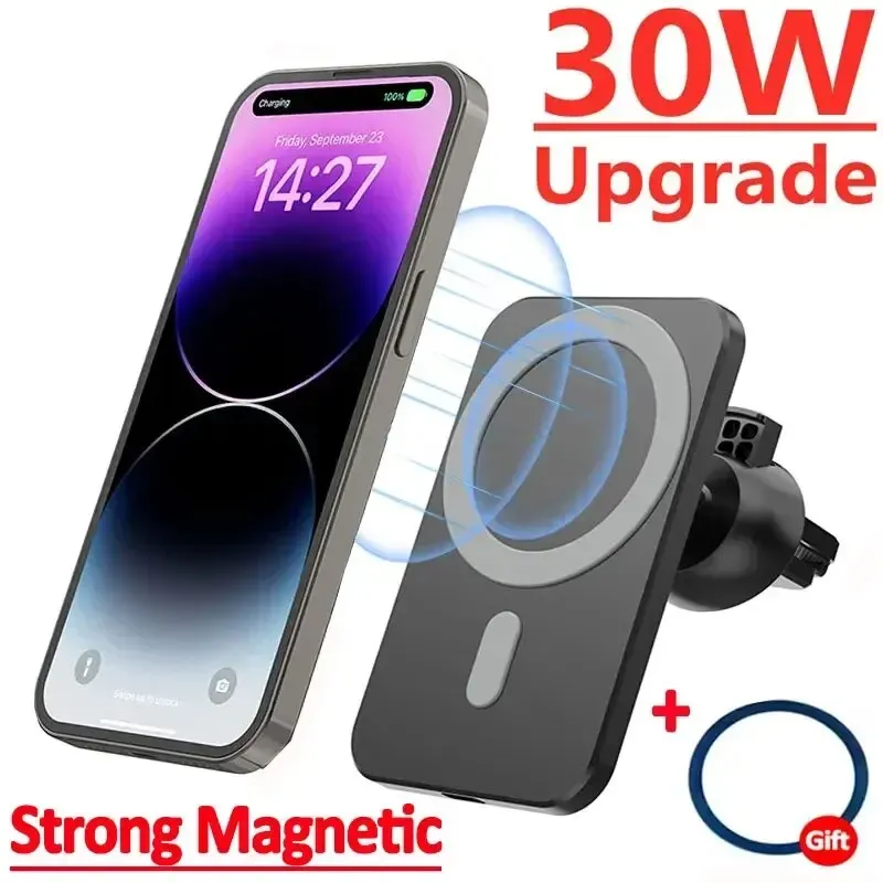 30w magnetisches kabelloses Auto ladegerät für iPhone 15 14 13 12 Pro Max Mini Macsafe Autotelefon halter Stand halterung Schnell ladestation