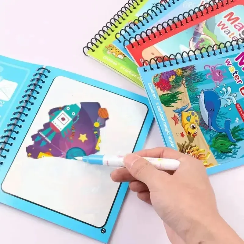 1 Buch + 1 Stift wieder verwendbares Malbuch Wasser malerei Buch sensorische Früher ziehung Puzzle Zeichnung Spielzeug