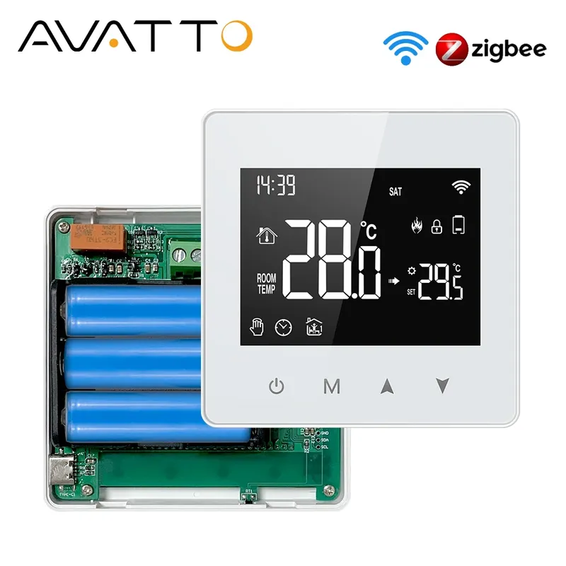 AVATTO Tuya WiFi/ZigBee Smart Thermostat, Low Power Batterie Wasser Gas Kessel Temperatur Controller Für Alexa Google Home Alice