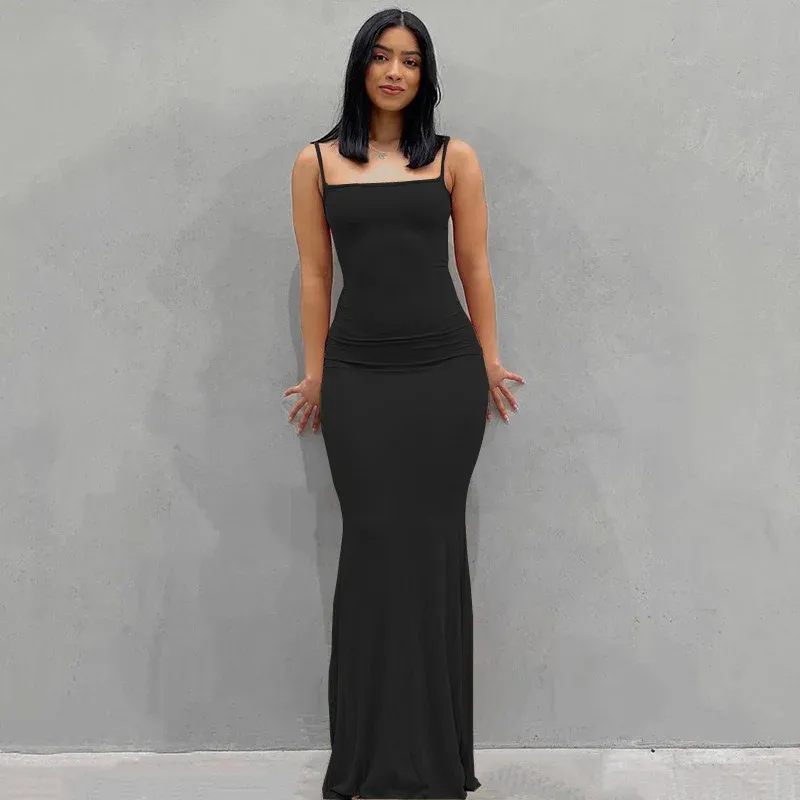 Slip ärmelloses rückenfreies Maxikleid für Damen, 2025, Y2K, Sommer, figurbetont, elegant, sexy Outfits, Damen, Geburtstag, Party, Club, Fischschwanzkleid