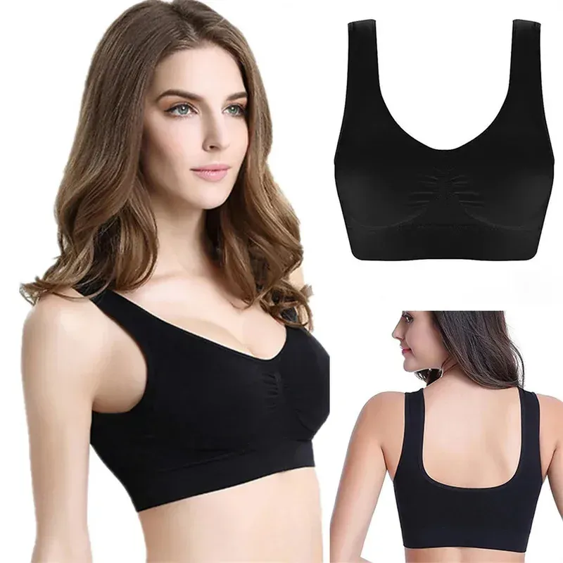Nahtloser BH für Frauen, bauchfreies Top, schwarz, vertikal gestreift, atmungsaktiv, Sport-BH, Fitness-Röhrenoberteil, Yoga-Unterwäsche, Sport-BH