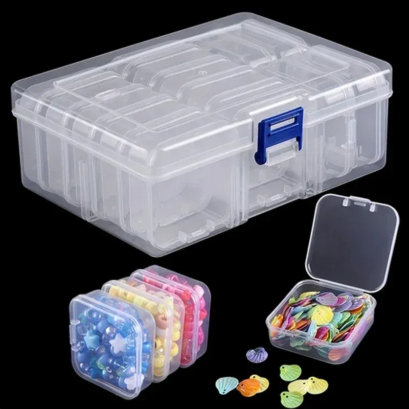 Transparente Kunststoffbox, Verpackungsbox, weiblicher Schmuck, tragbar, handgehalten, DIY, handgefertigtes Material, Desktop-Aufbewahrungsset-Box